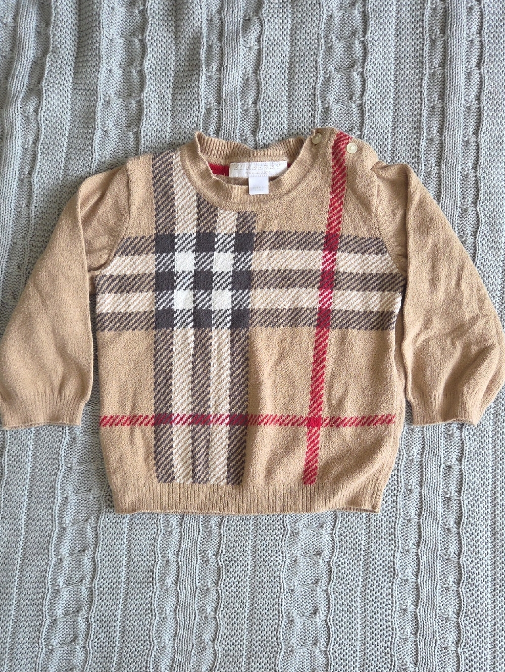 Authentic Burberry Baby Nova Check Sweater 12 Months Cotton Cashmere Blend